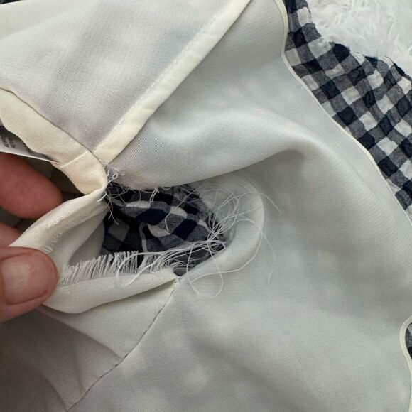 Veronica Beard Campbell Navy and White Gingham Ruched Dress Size 8 - Picture 6 of 13